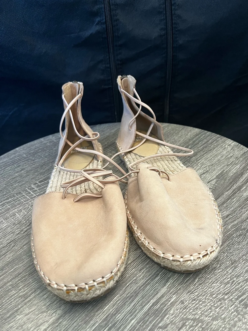 Eileen Fisher Lee D'Orsay Flat Espadrille Sandals Tan Leather- Size 9
